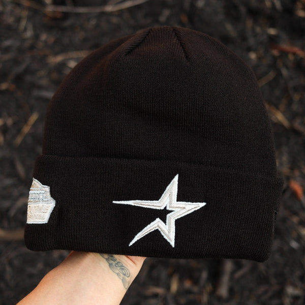 Astros (black beanie) (astrodome patch)