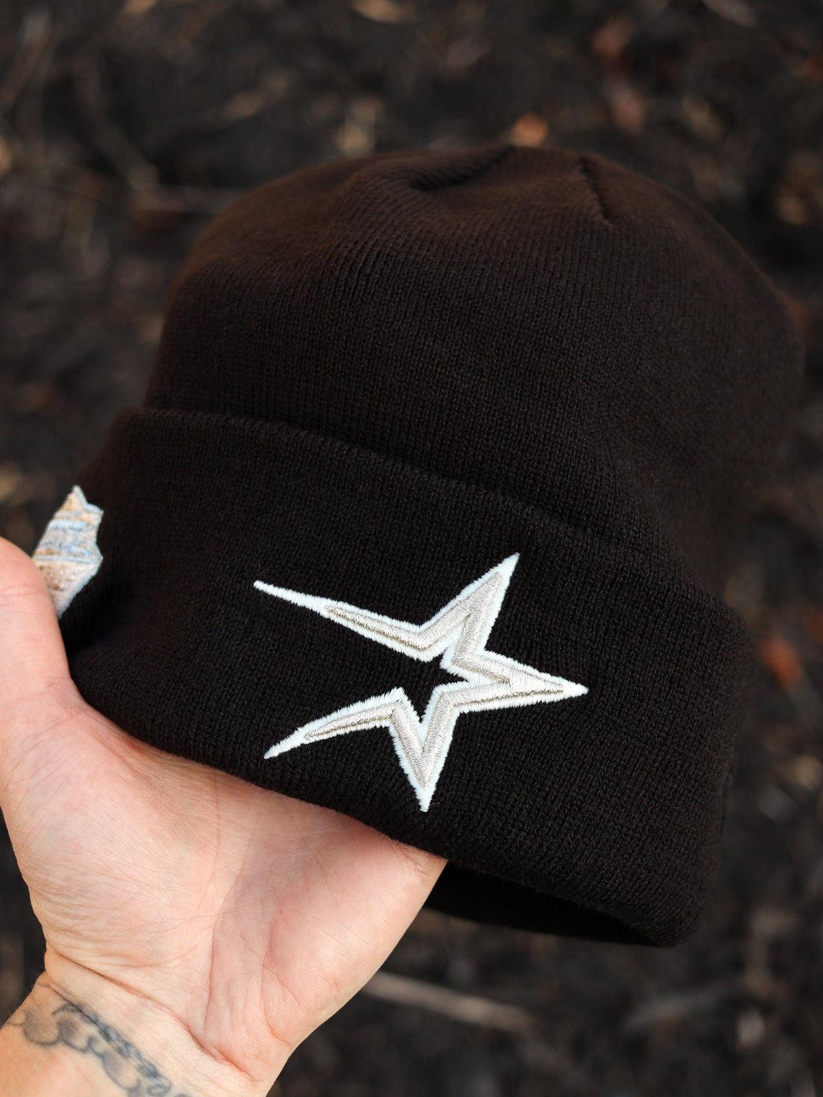 Astros (black beanie) (astrodome patch)