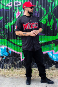 (Black) (RED LETTERS) mexico Jersey - BeisbolMXShop