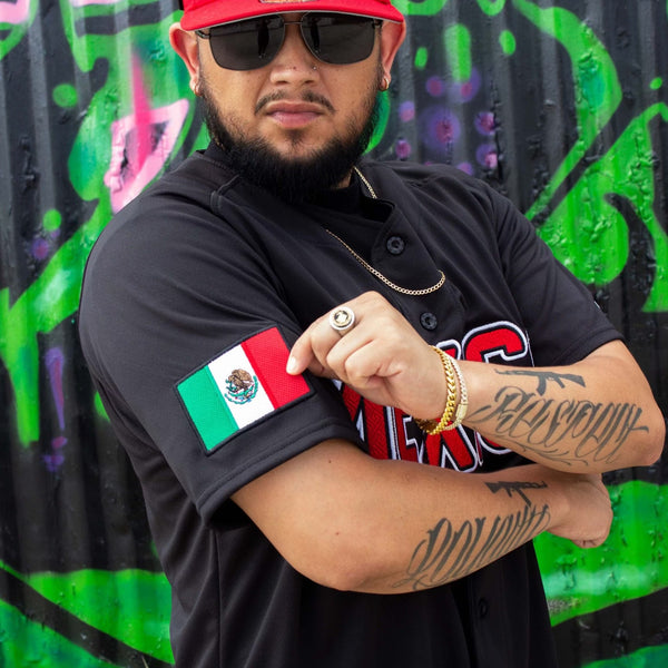 (Black) (RED LETTERS) mexico Jersey - BeisbolMXShop