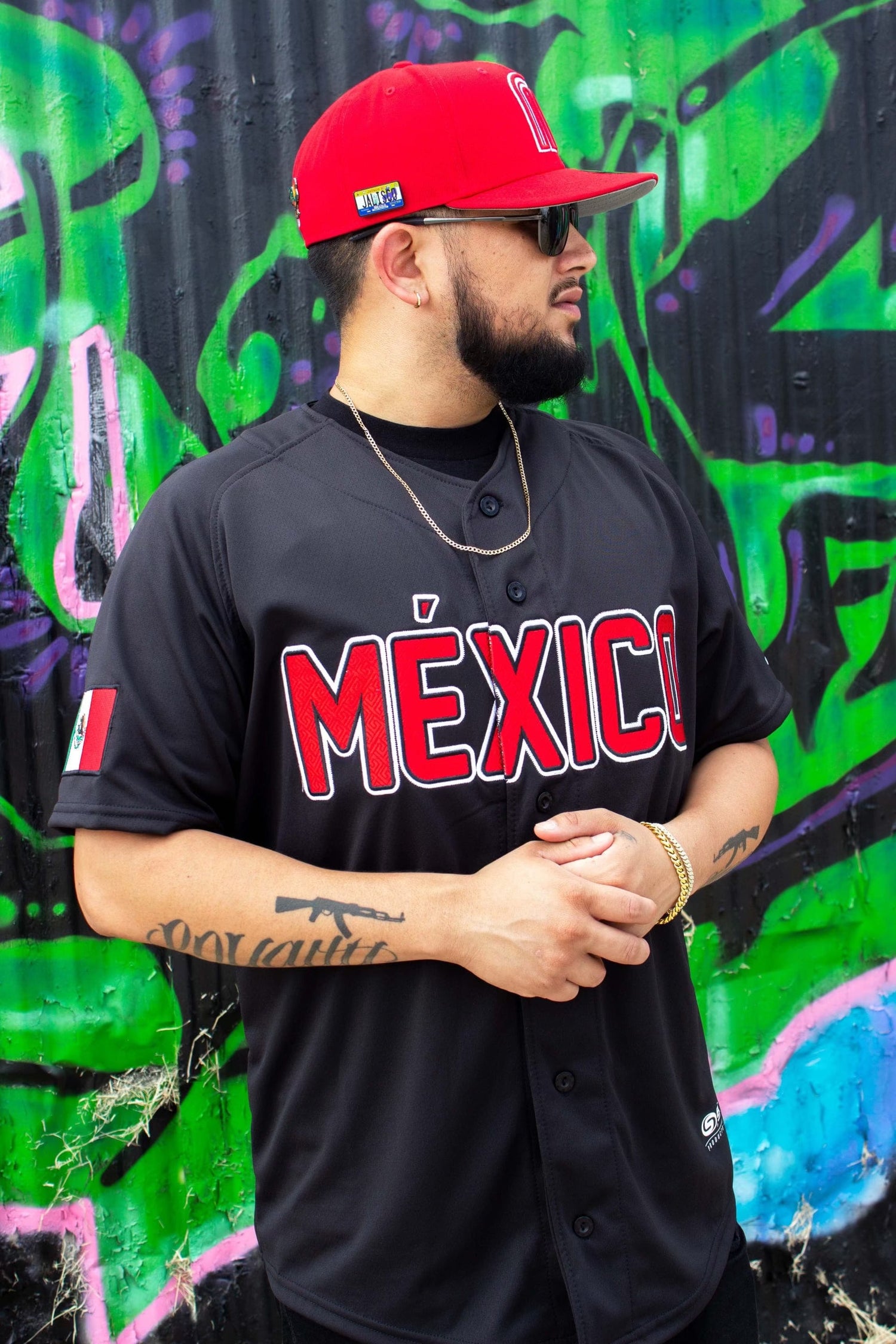 (Black) (RED LETTERS) mexico Jersey - BeisbolMXShop