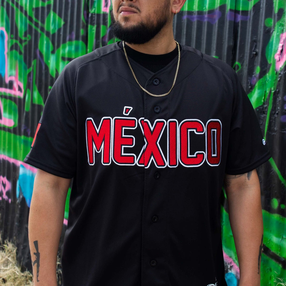 (Black) (RED LETTERS) mexico Jersey - BeisbolMXShop