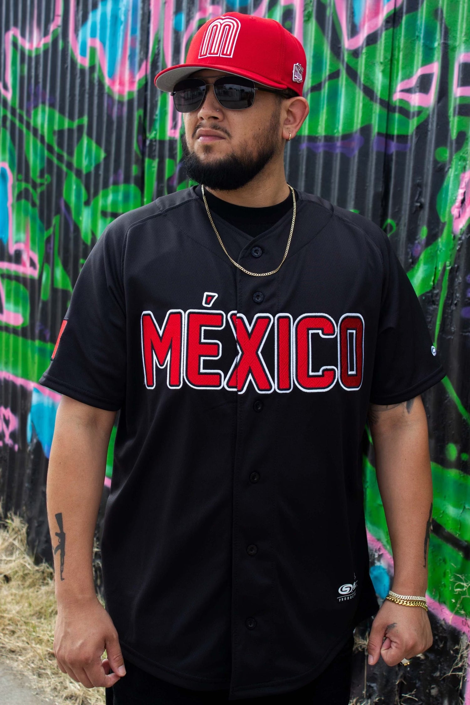 (Black) (RED LETTERS) mexico Jersey - BeisbolMXShop