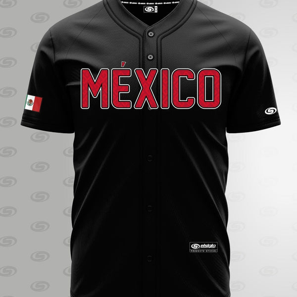 (Black) (RED LETTERS) mexico Jersey - BeisbolMXShop
