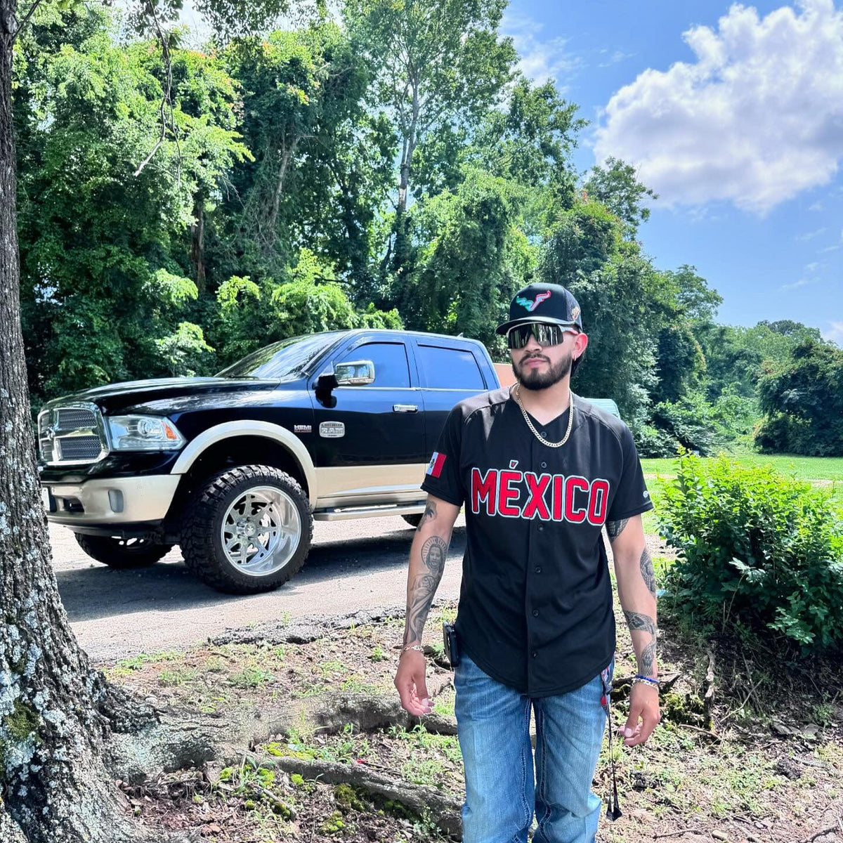 (Black) (RED LETTERS) mexico Jersey - BeisbolMXShop