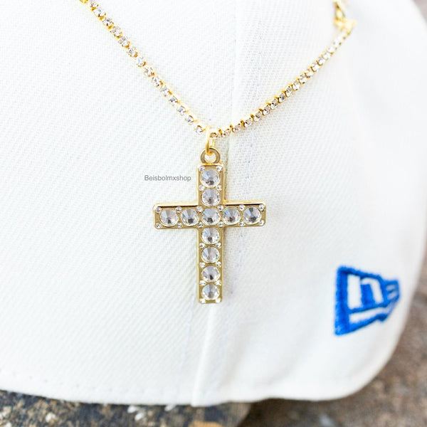 Gold Big rocks cross chain - BeisbolMXShop