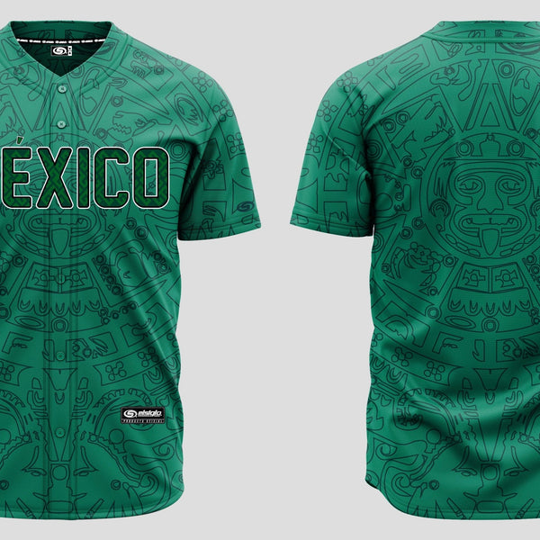 (Green) Aztec México Jersey - BeisbolMXShop