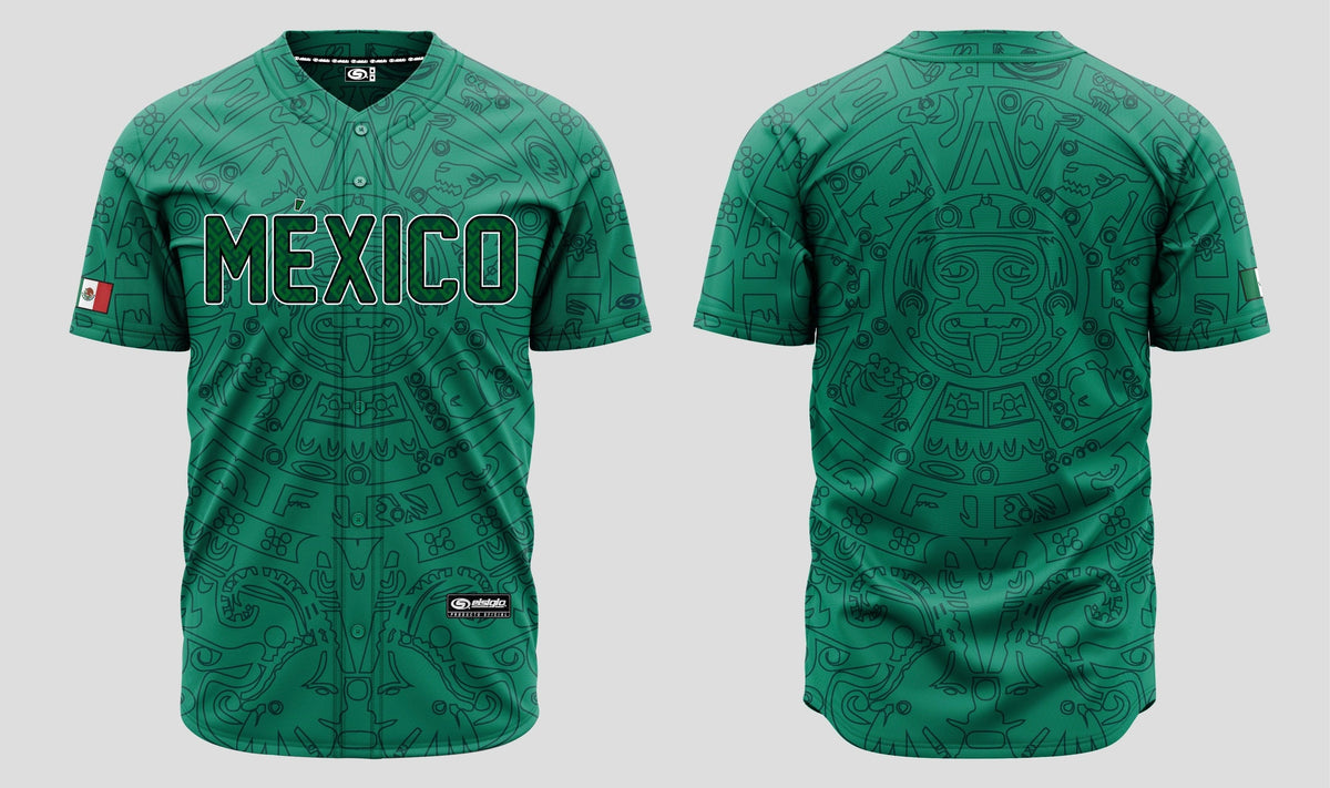 (Green) Aztec México Jersey - BeisbolMXShop