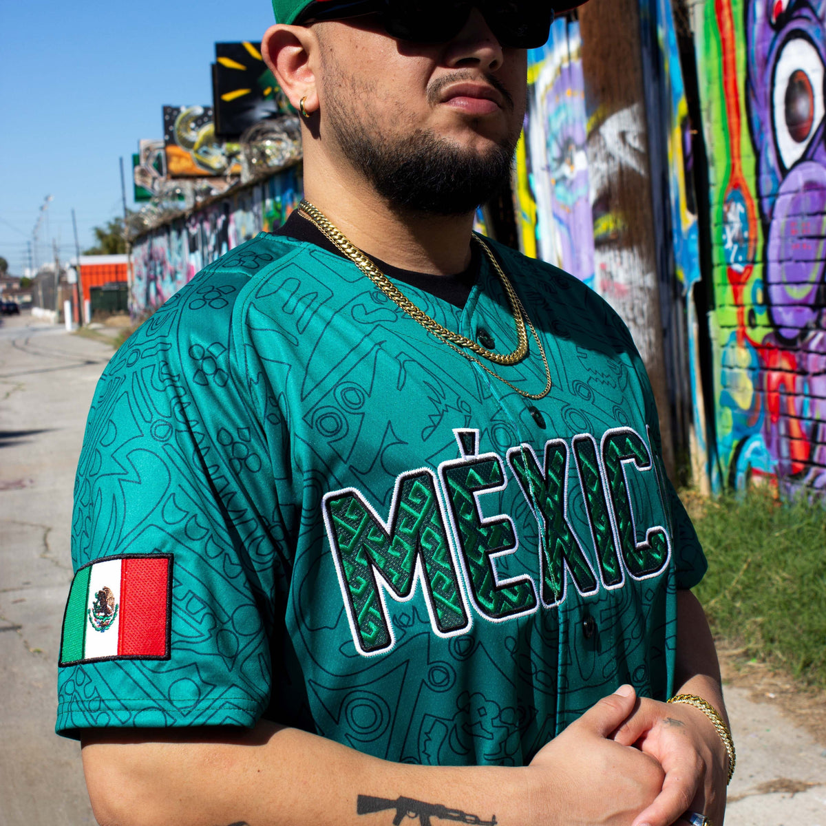 (Green) Aztec México Jersey - BeisbolMXShop