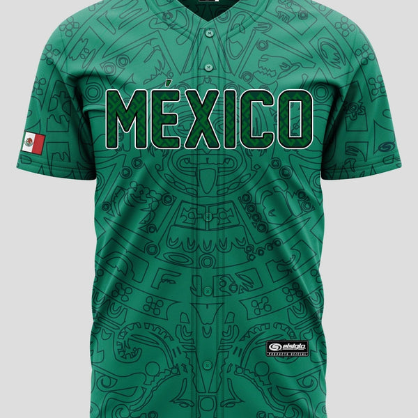 (Green) Aztec México Jersey - BeisbolMXShop