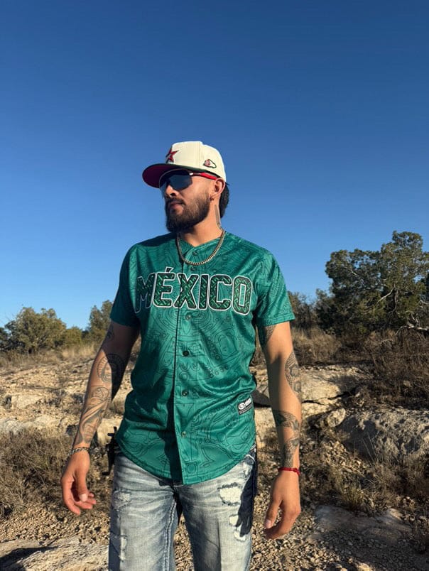 (Green) Aztec México Jersey - BeisbolMXShop
