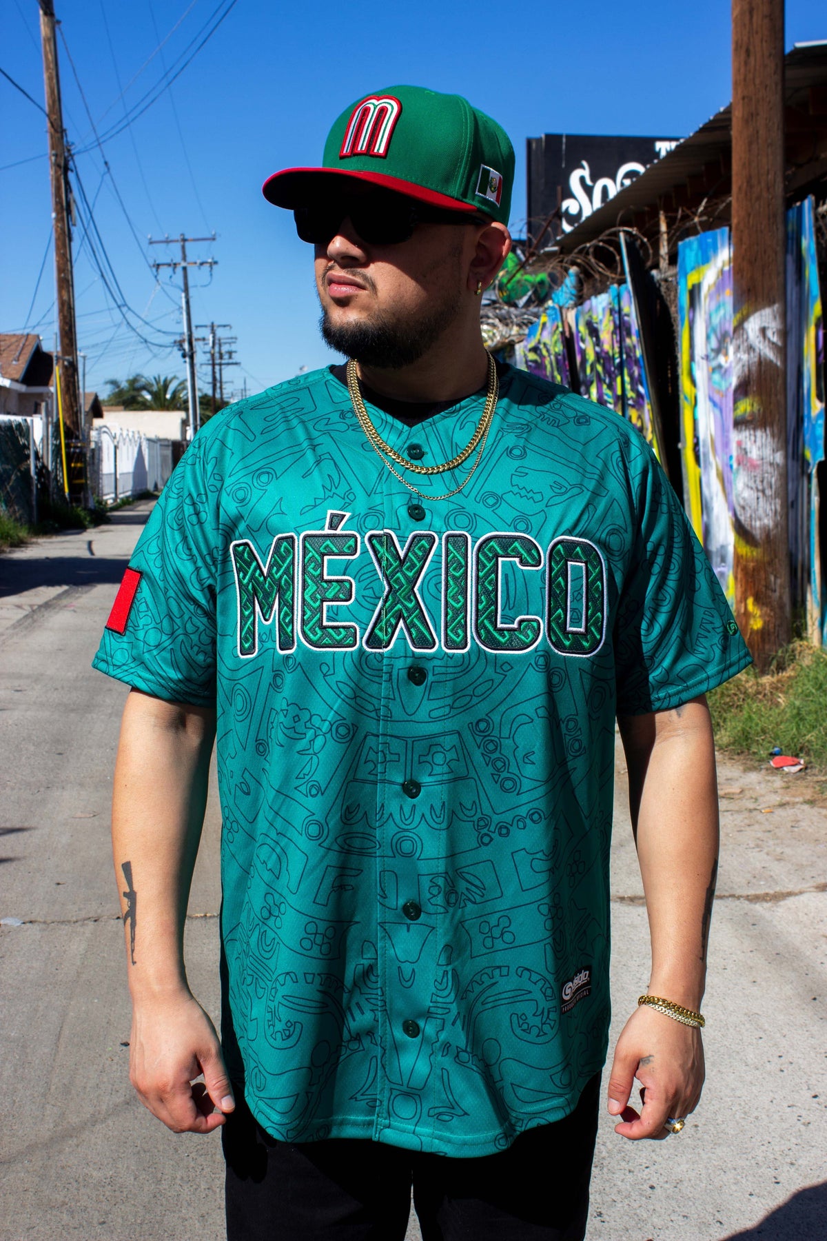 (Green) Aztec México Jersey - BeisbolMXShop