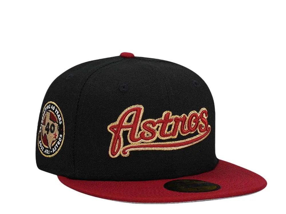 Houston Astros Topperz Black and Brick Red New Era Fitted Hat - BeisbolMXShop