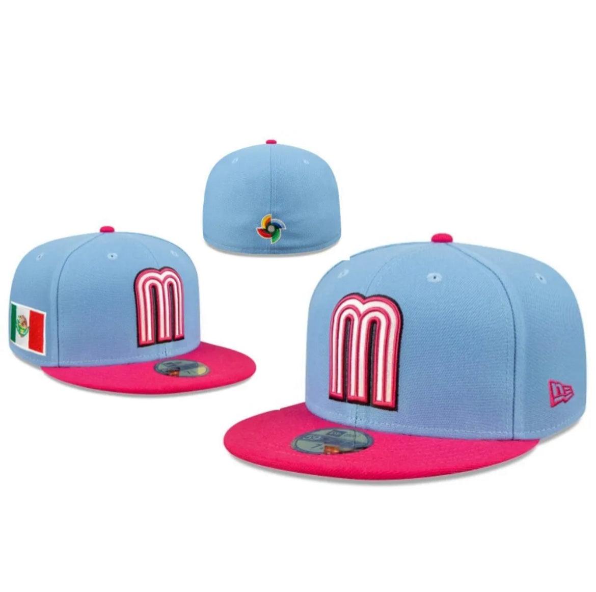 Pink/baby Blue Mexico New Era Fitted Hat - BeisbolMXShop