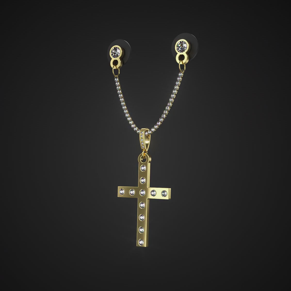 Gold cross with diamonds BMX-chain pin – BeisbolMXShop