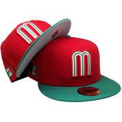 Red and Green Small Flag Mexico New Era Fitted Hat - BeisbolMXShop