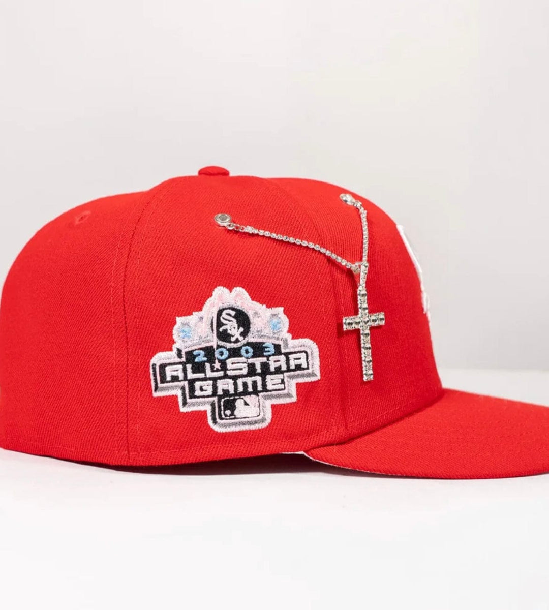 Silver Big rocks cross chain - BeisbolMXShop