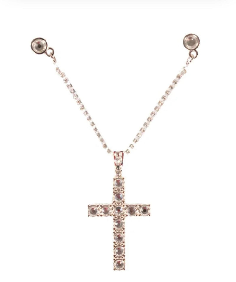 Silver Big rocks cross chain