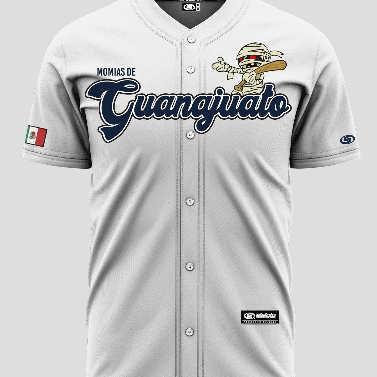 (White/Navy blue letters) Momias De GUANAJUATO Jersey - BeisbolMXShop