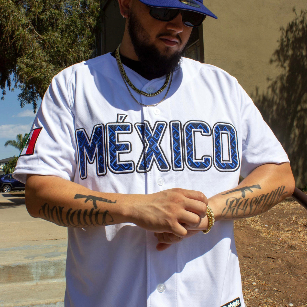 (White/Navy blue) Mexico Jersey - BeisbolMXShop