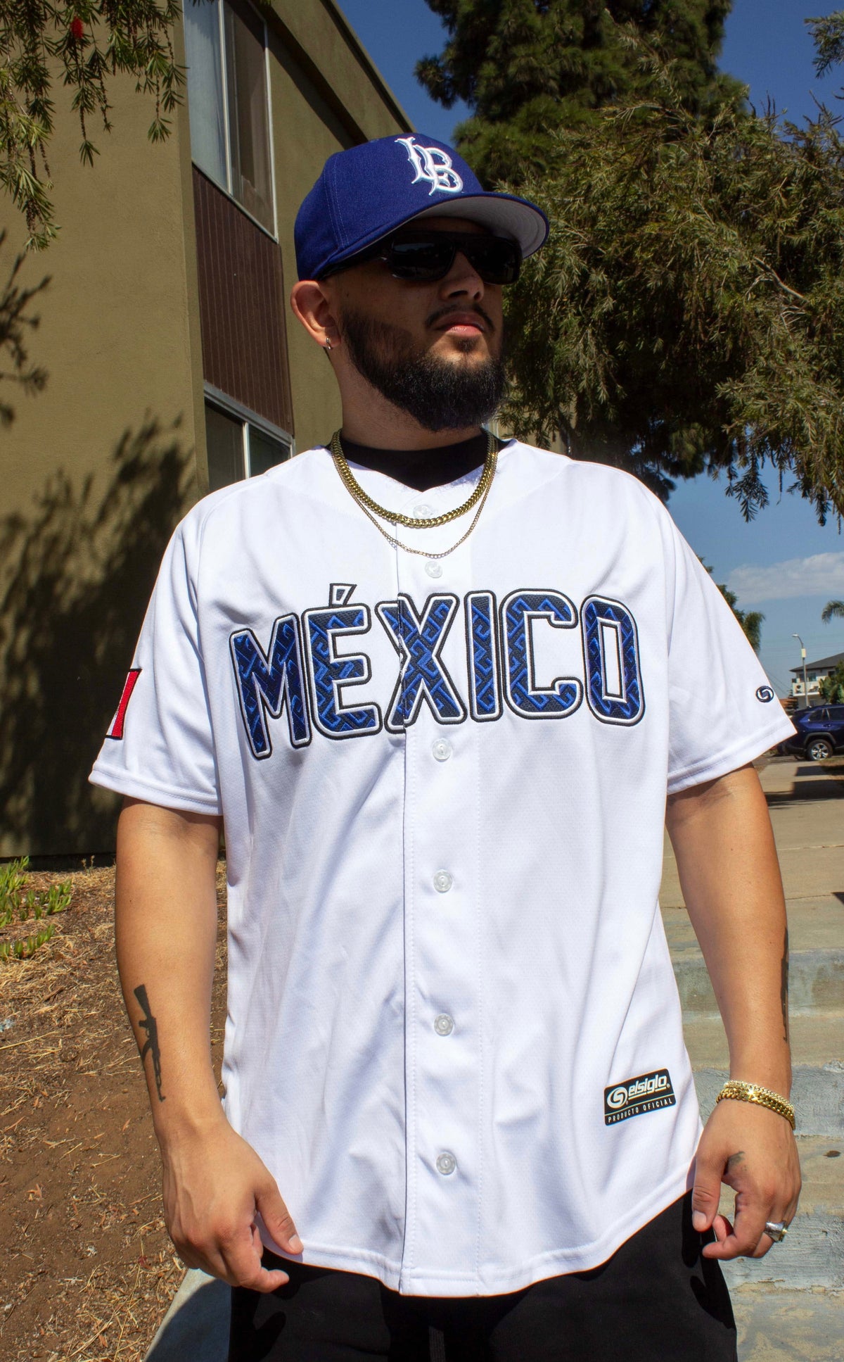 (White/Navy blue) Mexico Jersey - BeisbolMXShop