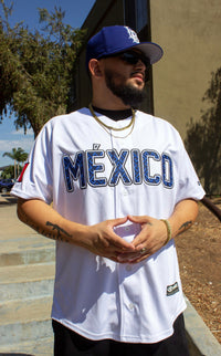 (White/Navy blue) Mexico Jersey - BeisbolMXShop