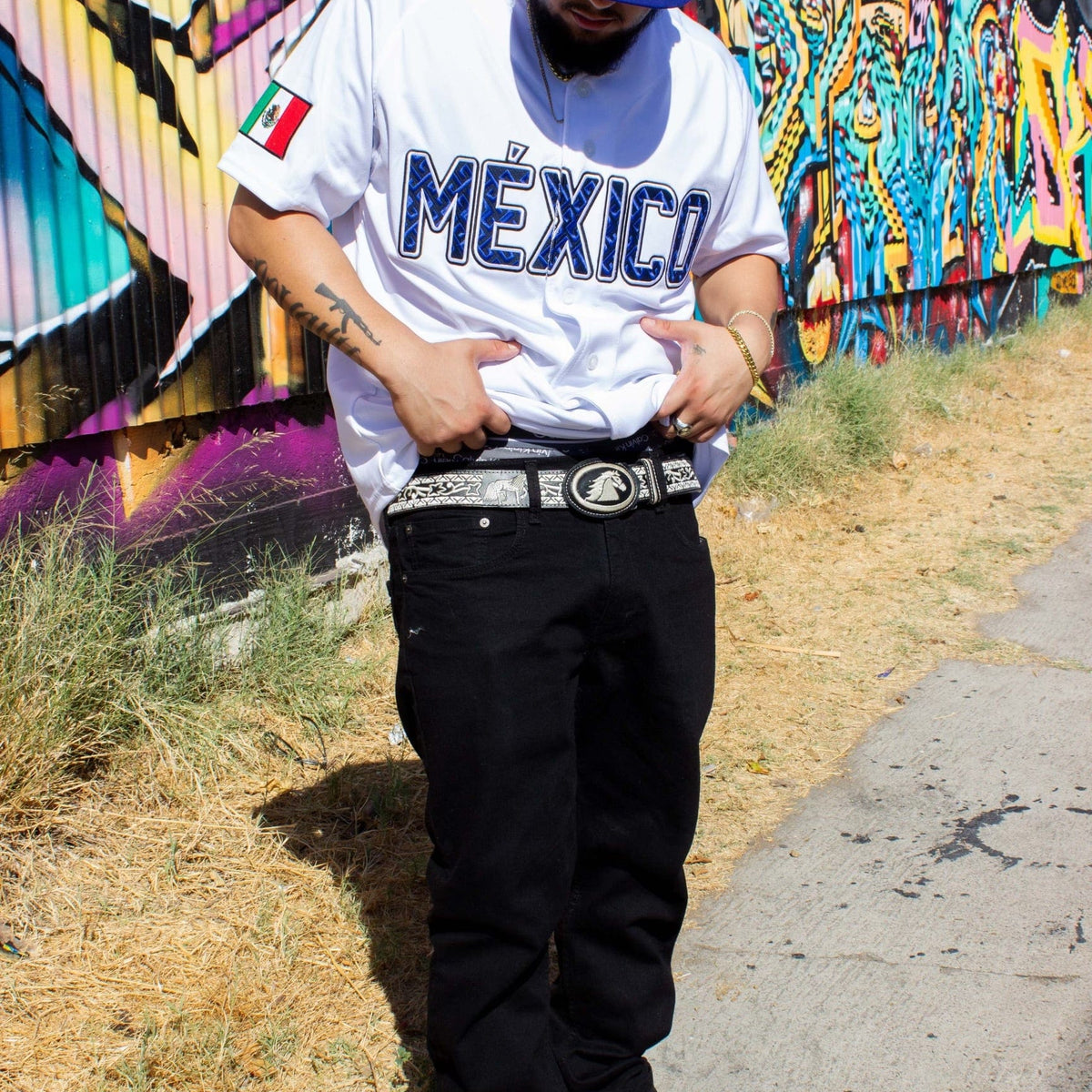 (White/Navy blue) Mexico Jersey - BeisbolMXShop